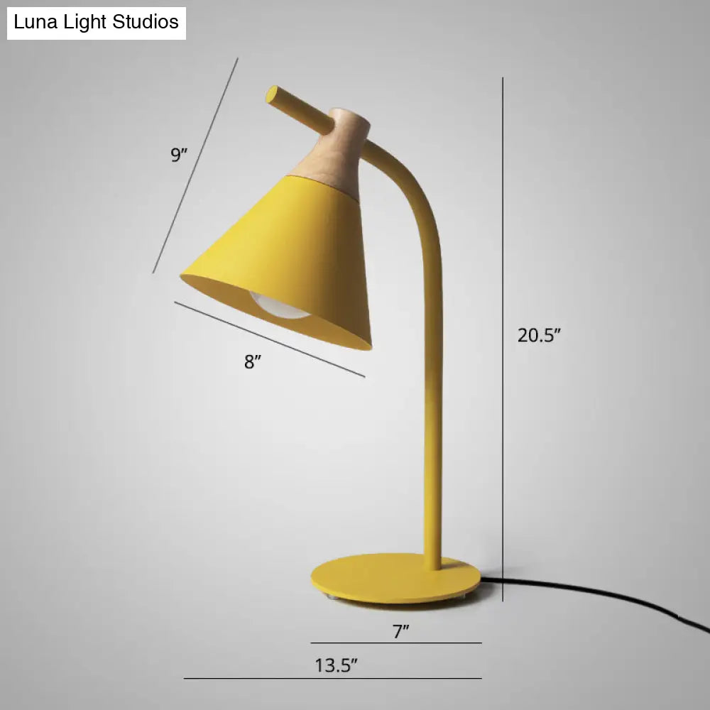 Adjustable Desk Lamp with Cone Shade – Metal Gooseneck Reading Light for Nightstand, Bedroom & Home Office