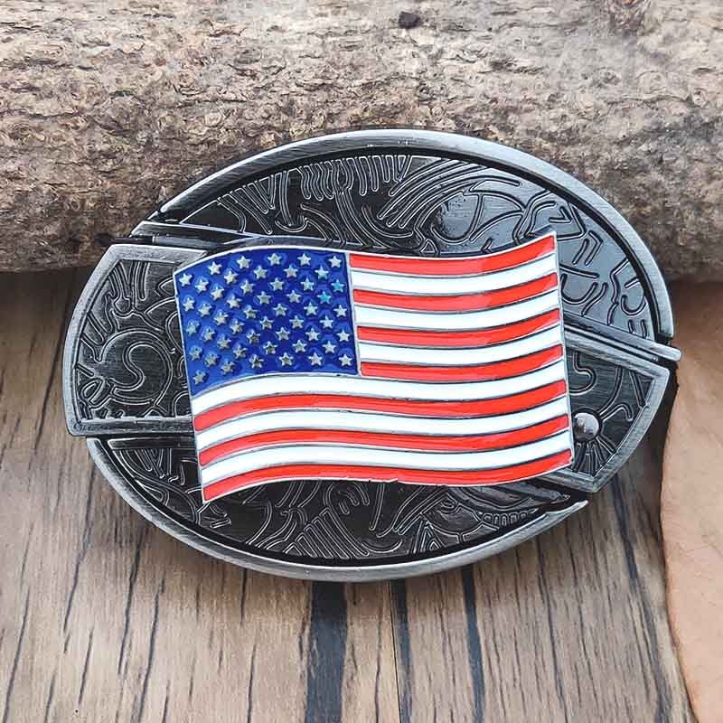Western Metal Belt Buckle with Hidden EDC Tool | Interchangeable Oval Designs for Men & Women | Fits 1.5 Inch Belts | Rodeo Ranch Country