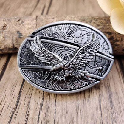 Western Metal Belt Buckle with Hidden EDC Tool | Interchangeable Oval Designs for Men & Women | Fits 1.5 Inch Belts | Rodeo Ranch Country