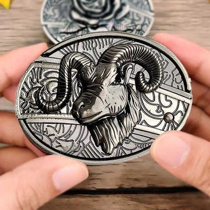 Western Metal Belt Buckle with Hidden EDC Tool | Interchangeable Oval Designs for Men & Women | Fits 1.5 Inch Belts | Rodeo Ranch Country