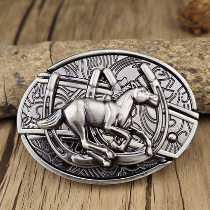 Western Metal Belt Buckle with Hidden EDC Tool | Interchangeable Oval Designs for Men & Women | Fits 1.5 Inch Belts | Rodeo Ranch Country
