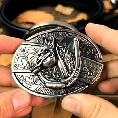Western Accessory Clasp with Concealed Utility Feature for 1.5 in Straps | Decorative Zinc Alloy Hardware for Ranch, Rodeo & Everyday Wear