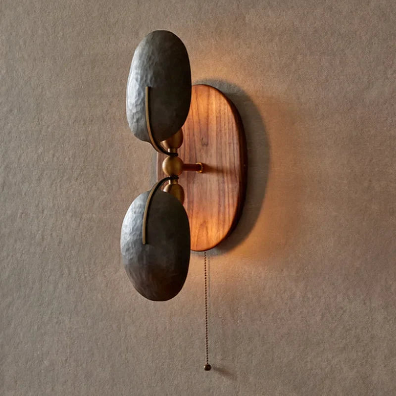 Wood & Metal Reading Sconce with Pull Chain for Bedroom, Hallway & Office | Compact Task Light | 20 in Black Wall Fixture