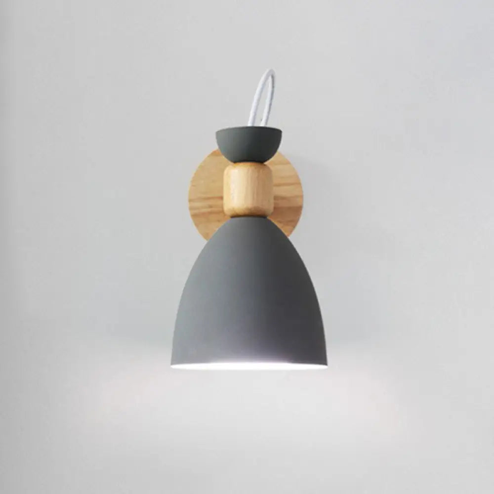 Adjustable Wood Wall Sconce with Rotating Metal Shade for Kids Room | Single-Light Fixture in Pastel Finish | E26 Base Nursery Lighting