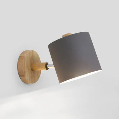 Adjustable Wood Wall Sconce with Rotating Metal Shade for Kids Room | Single-Light Fixture in Pastel Finish | E26 Base Nursery Lighting