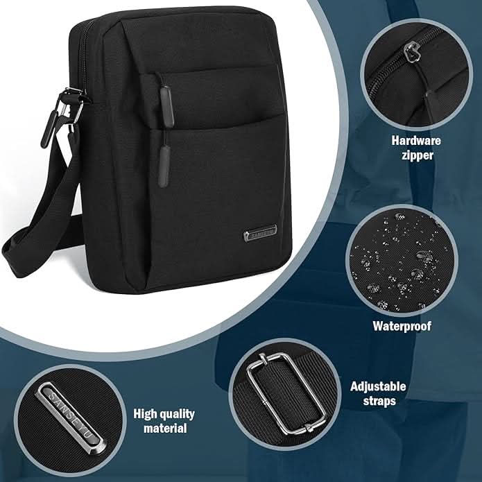 Water-Resistant Crossbody Messenger Bag with Security Zipper for Men – Urban Commuter Sling Bag for Travel & Daily Carry