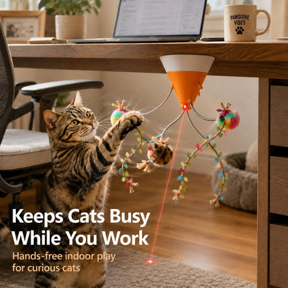 Ortekor MiaSpin 360 Magnetic Rotating Cat Teaser Toy for Indoor Cats - USB-C Hands-Free Play to Beat Boredom