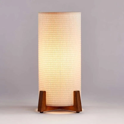 Wooden Standing Lamp with Cylinder Fabric Shade 47 in Tall Ambient Light for Living Room Bedroom Reading Corner Modern Neutral Decor Accent