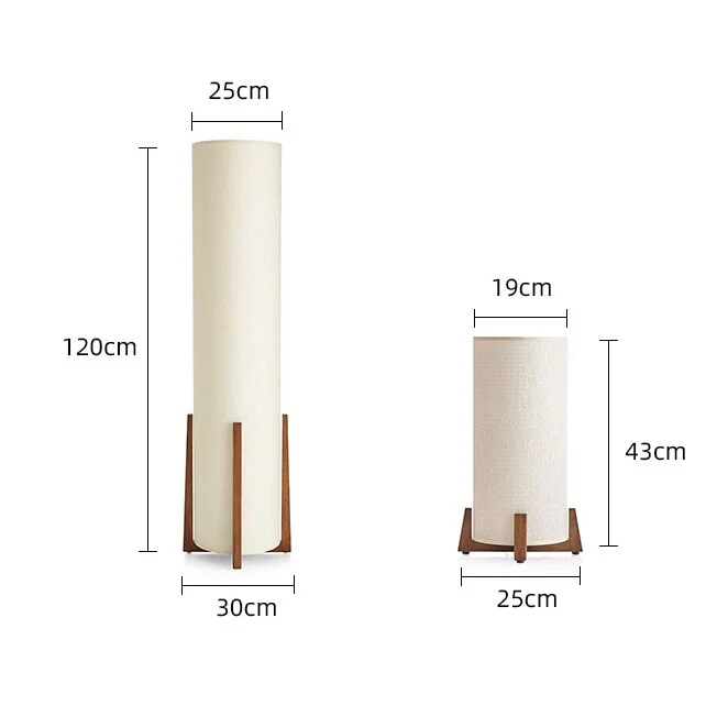 Wooden Standing Lamp with Cylinder Fabric Shade 47 in Tall Ambient Light for Living Room Bedroom Reading Corner Modern Neutral Decor Accent