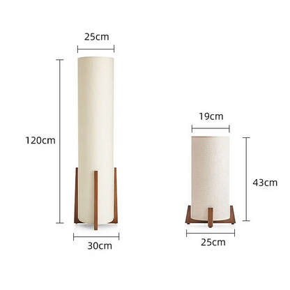 Wooden Standing Lamp with Cylinder Fabric Shade 47 in Tall Ambient Light for Living Room Bedroom Reading Corner Modern Neutral Decor Accent