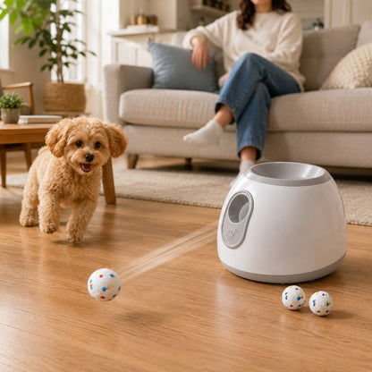 Ortekor Mini Automatic Dog Ball Launcher for Small Dogs - Less Manual Throwing for Indoor & Backyard Fetch