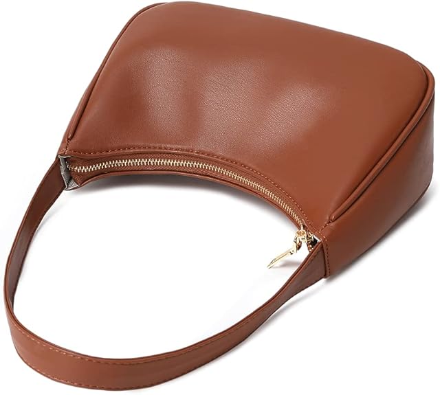 Compact Zippered Shoulder Bag for Women - Curved Silhouette Purse for Daily Essentials - Versatile Handbag Crossbody or Clutch - Lightweight