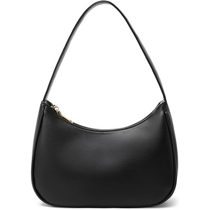 Compact Zippered Shoulder Bag for Women - Curved Silhouette Purse for Daily Essentials - Versatile Handbag Crossbody or Clutch - Lightweight