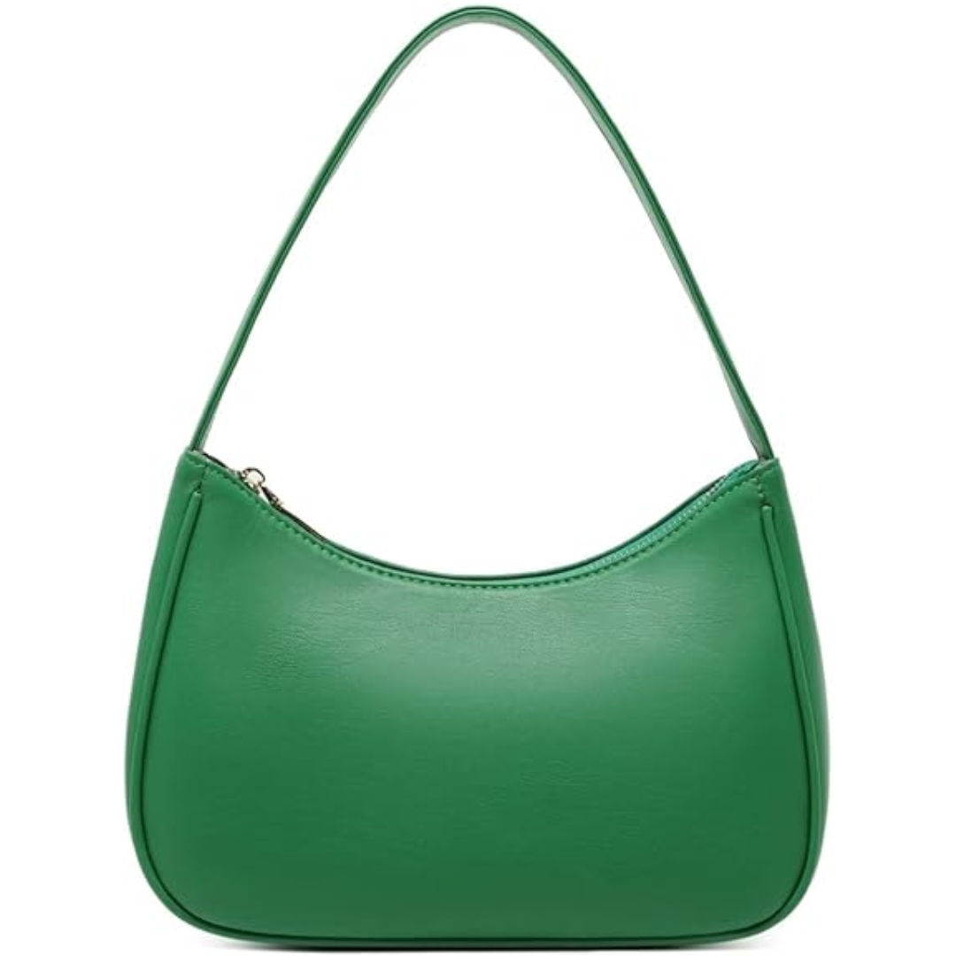 Compact Zippered Shoulder Bag for Women - Curved Silhouette Purse for Daily Essentials - Versatile Handbag Crossbody or Clutch - Lightweight