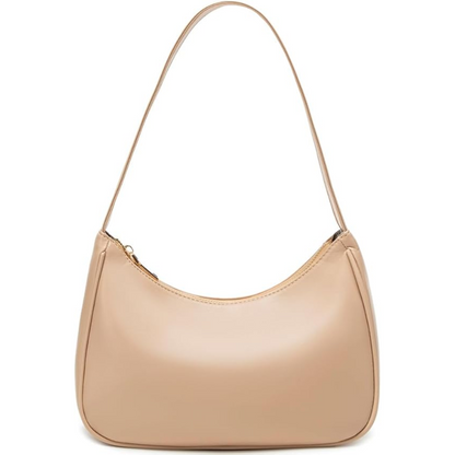 Compact Zippered Shoulder Bag for Women - Curved Silhouette Purse for Daily Essentials - Versatile Handbag Crossbody or Clutch - Lightweight