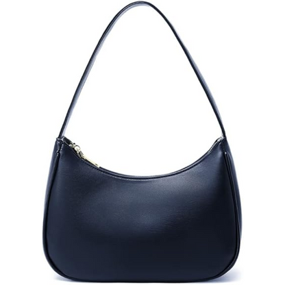 Compact Zippered Shoulder Bag for Women - Curved Silhouette Purse for Daily Essentials - Versatile Handbag Crossbody or Clutch - Lightweight