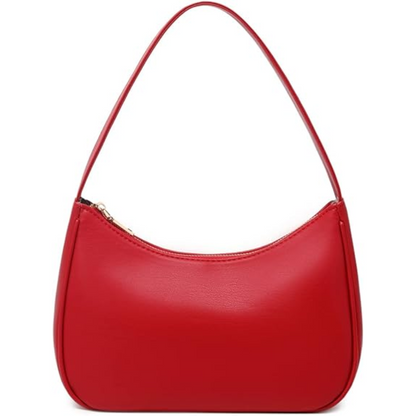 Compact Zippered Shoulder Bag for Women - Curved Silhouette Purse for Daily Essentials - Versatile Handbag Crossbody or Clutch - Lightweight