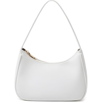 Compact Zippered Shoulder Bag for Women - Curved Silhouette Purse for Daily Essentials - Versatile Handbag Crossbody or Clutch - Lightweight
