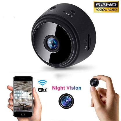 Compact 1080p HD Security Camera with Magnetic Mount for Home Office Monitoring | Indoor WiFi Spy Cam with Night Vision Wide Angle | Wireles
