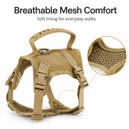 Ortekor Mini Tactical Pet Harness Vest for Cats & Small Dogs - Outdoor Walking Harness with Handle to Reduce Neck Pulling