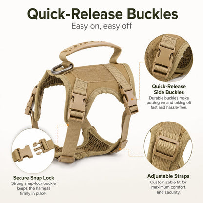 Ortekor Mini Tactical Pet Harness Vest for Cats & Small Dogs - Outdoor Walking Harness with Handle to Reduce Neck Pulling