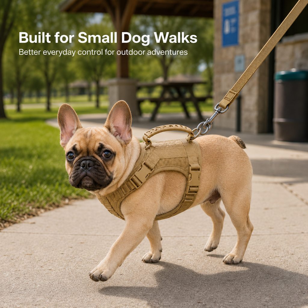 Ortekor Mini Tactical Pet Harness Vest for Cats & Small Dogs - Outdoor Walking Harness with Handle to Reduce Neck Pulling