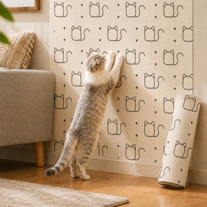 Ortekor Self-Adhesive Cat Scratch Mat for Wall & Furniture Protection – Cuttable Cat Scratching Pad for Sofa, Door, Bedside & Home Surfaces