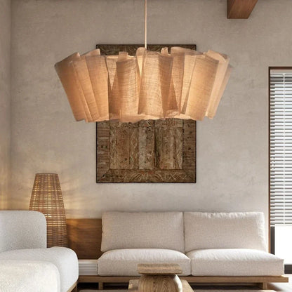 Woven Fabric Pendant Light with Iron Frame for Dining Room & Bedroom – Soft Ambient Overhead Lighting Fixture for 110–160 sq ft Spaces – Min