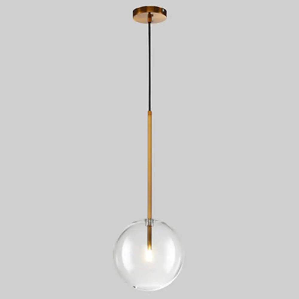 Clear Glass Globe Pendant Light with Gold Finish for Kitchen Island Dining Room Bedroom | Modern Hanging Ceiling Fixture