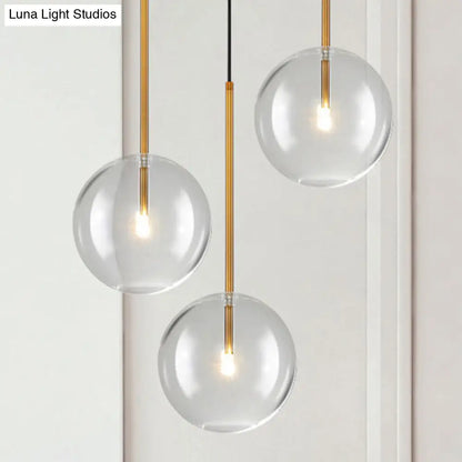 Clear Glass Globe Pendant Light with Gold Finish for Kitchen Island Dining Room Bedroom | Modern Hanging Ceiling Fixture