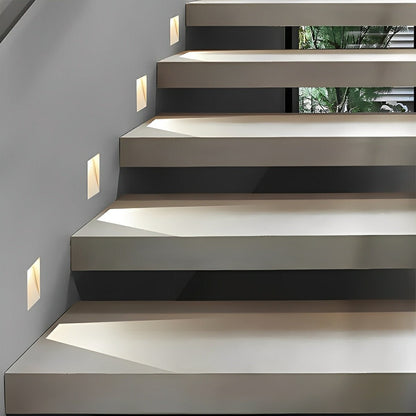 Motion Sensor LED Recessed Step Light White Aluminum 4 in x 1.8 in x 7.9 in for Stairs Hallways Bedrooms Night Safety Lighting Indoor Flush