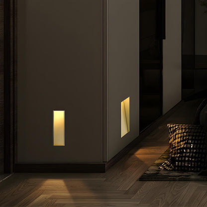 Motion Sensor LED Recessed Step Light White Aluminum 4 in x 1.8 in x 7.9 in for Stairs Hallways Bedrooms Night Safety Lighting Indoor Flush