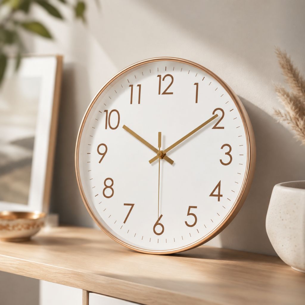 Silent Wall Clock with Glass Face – Modern Scandinavian Design for Home & Office – 10, 12 or 14 Inch