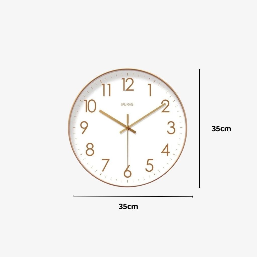 Silent Wall Clock with Glass Face – Modern Scandinavian Design for Home & Office – 10, 12 or 14 Inch