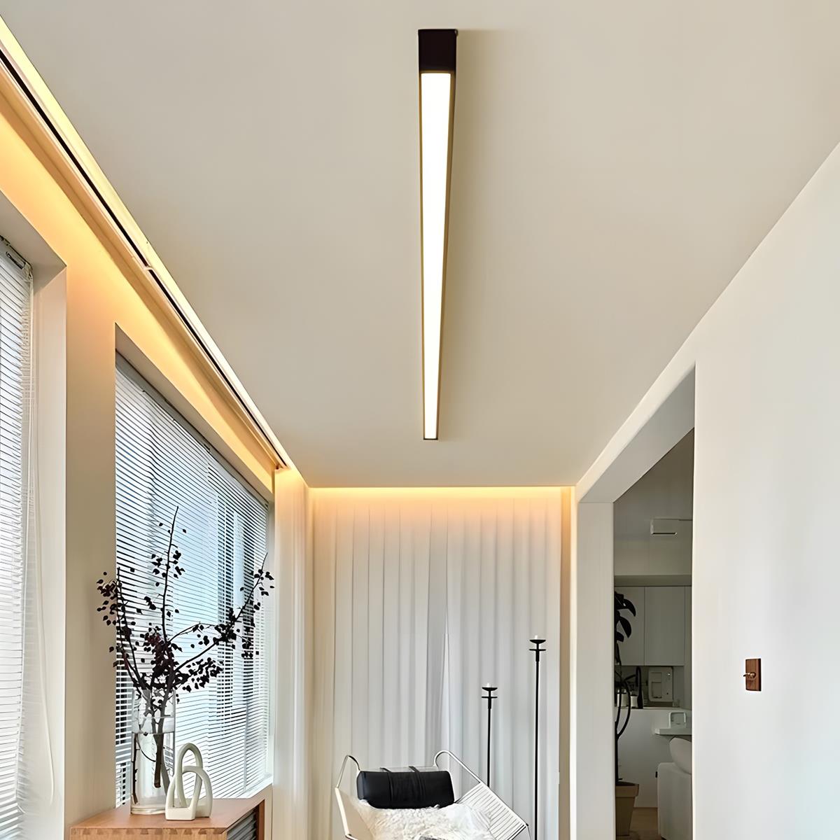 Dimmable LED Flush Mount Light Bar – Aluminum Low-Profile Strip Ceiling Fixture for Kitchen, Hallway, Bedroom – Remote Adjustable Color Temp