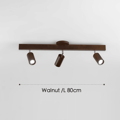 Wooden Track Light with Adjustable Spotlights for Kitchen, Dining Room & Bedroom – 47 in Natural Wood Ceiling Fixture – 1 to 5 Heads