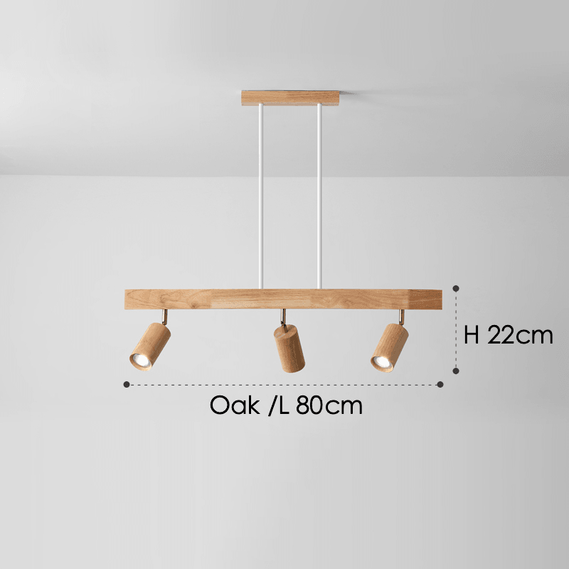Wooden Track Light with Adjustable Spotlights for Kitchen, Dining Room & Bedroom – 47 in Natural Wood Ceiling Fixture – 1 to 5 Heads