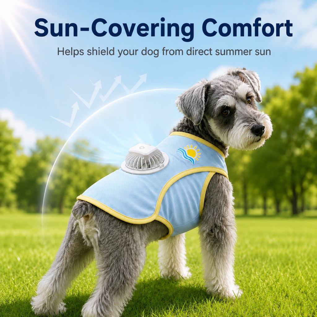 Ortekor Cooling Fan Dog Summer Vest for Walks & Outdoor Heat Relief - Lightweight Sun Shirt for Small & Medium Dogs