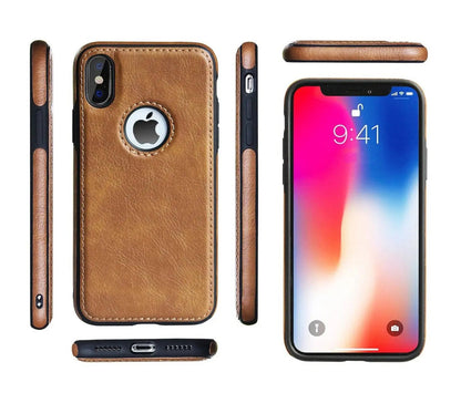 Vintage Leather iPhone Case | Precise Fit Shell for iPhone 6-XR with Raised Edges & Camera Protection | Grip-Enhanced Phone Cover