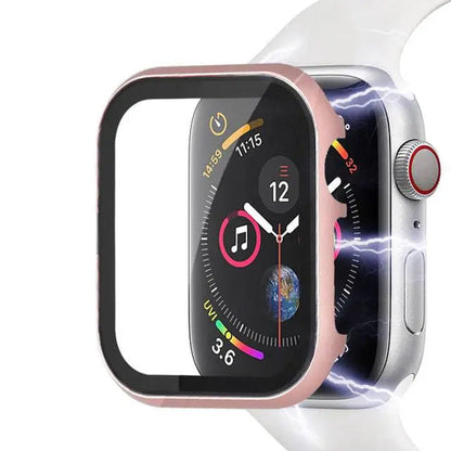Reinforced Metal Armor Shell with Built-In Hardened Glass Display Shield for 40mm & 44mm Series 4/5/6, 38mm & 42mm Series 1/2/3