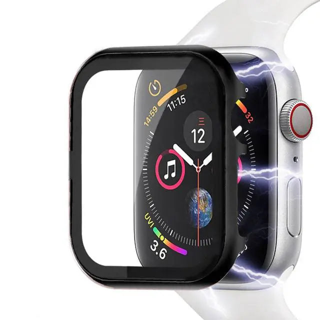 Reinforced Metal Armor Shell with Built-In Hardened Glass Display Shield for 40mm & 44mm Series 4/5/6, 38mm & 42mm Series 1/2/3