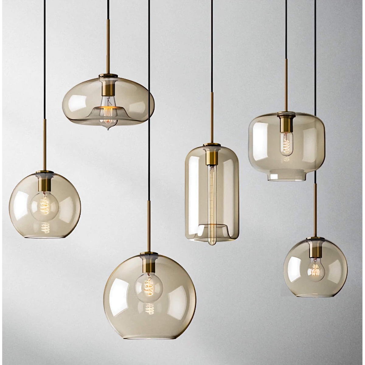 Glass Pendant Light Fixture Hanging Ceiling Lamp 8 Inch Amber Shade Metallic Accent Contemporary Kitchen Island Dining Area Bedroom
