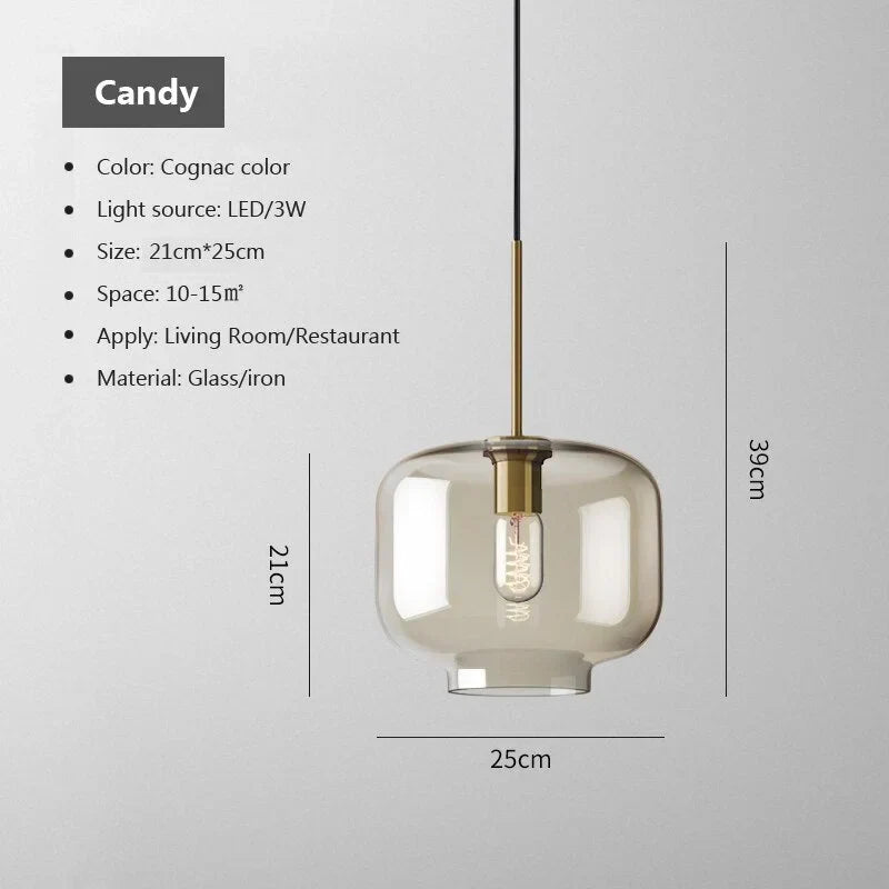 Glass Pendant Light Fixture Hanging Ceiling Lamp 8 Inch Amber Shade Metallic Accent Contemporary Kitchen Island Dining Area Bedroom