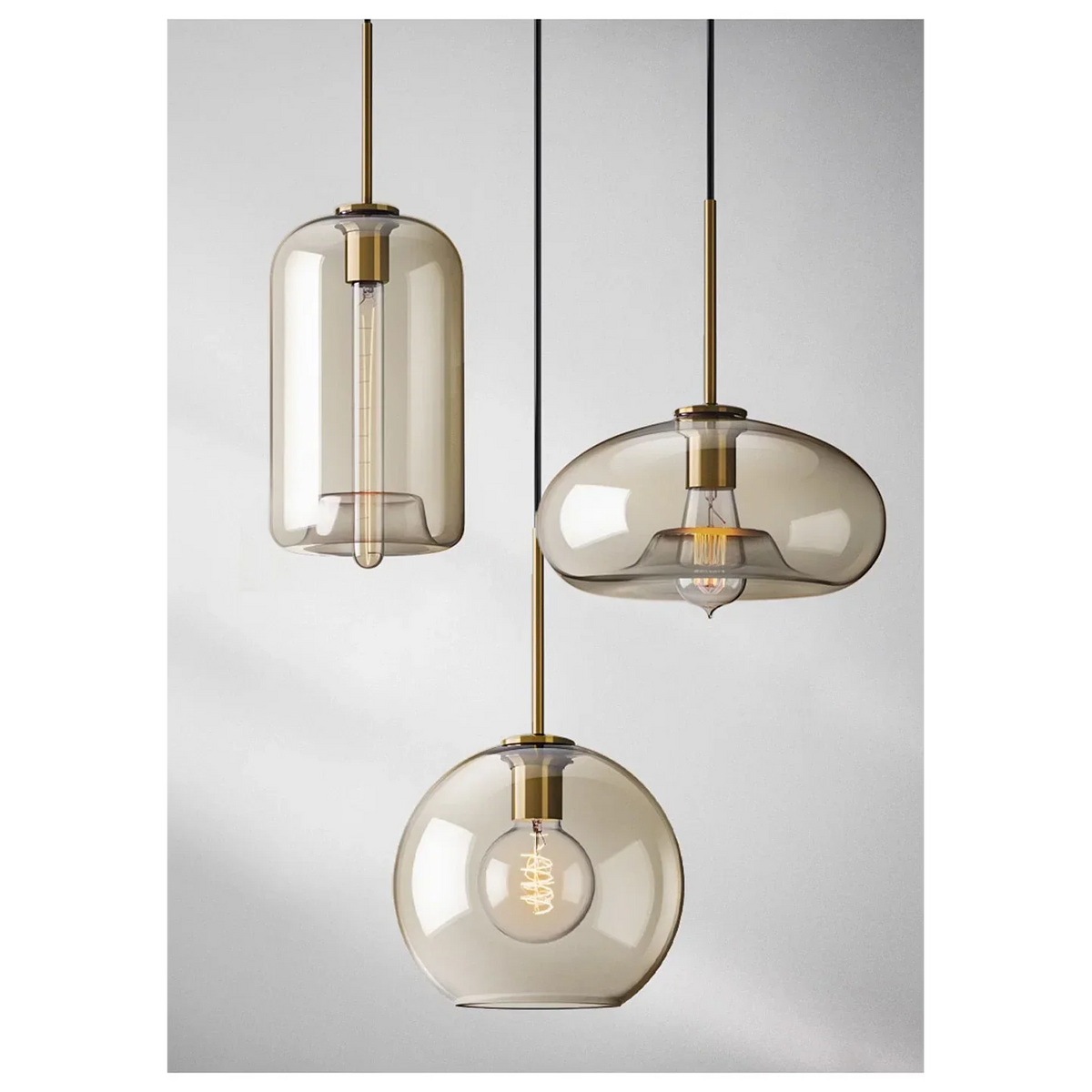 Glass Pendant Light Fixture Hanging Ceiling Lamp 8 Inch Amber Shade Metallic Accent Contemporary Kitchen Island Dining Area Bedroom