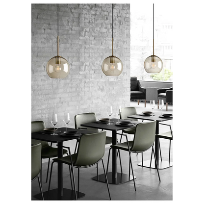 Glass Pendant Light Fixture Hanging Ceiling Lamp 8 Inch Amber Shade Metallic Accent Contemporary Kitchen Island Dining Area Bedroom