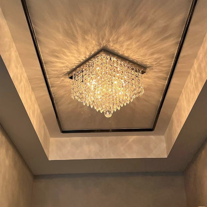 Crystal Flush Mount Ceiling Light 4-Light Chrome Finish for Hallway Bedroom Living Room Dining Room Kitchen Entry Contemporary Lighting