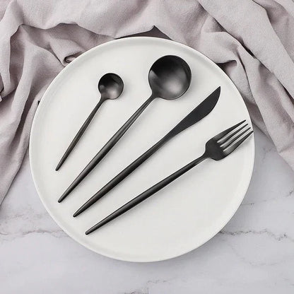 Stainless Steel Flatware Set 24 Pieces with Titanium Mirror Finish for Dining Room Kitchen Table Service Six Settings