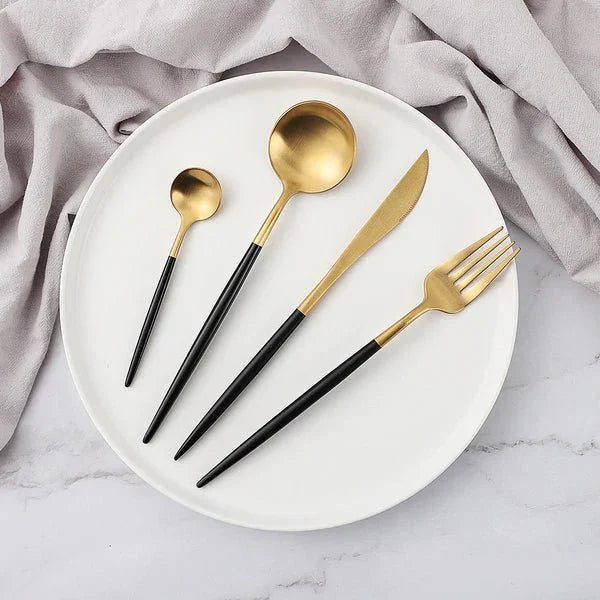 Stainless Steel Flatware Set 24 Pieces with Titanium Mirror Finish for Dining Room Kitchen Table Service Six Settings