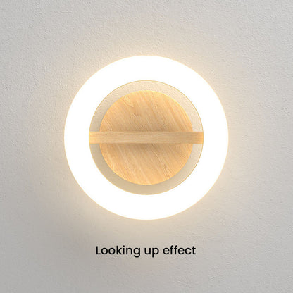 Flush Mount LED Disc Ceiling Light – Wood Finish Round Fixture for Bedroom, Hallway & Dining Room – 8-12 Inch Compact Low Profile Design