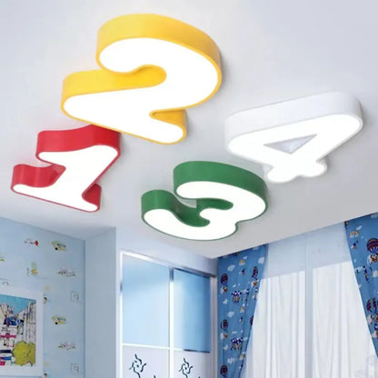 Number-Shaped LED Ceiling Light with Acrylic Diffuser for Kids' Rooms and Nurseries